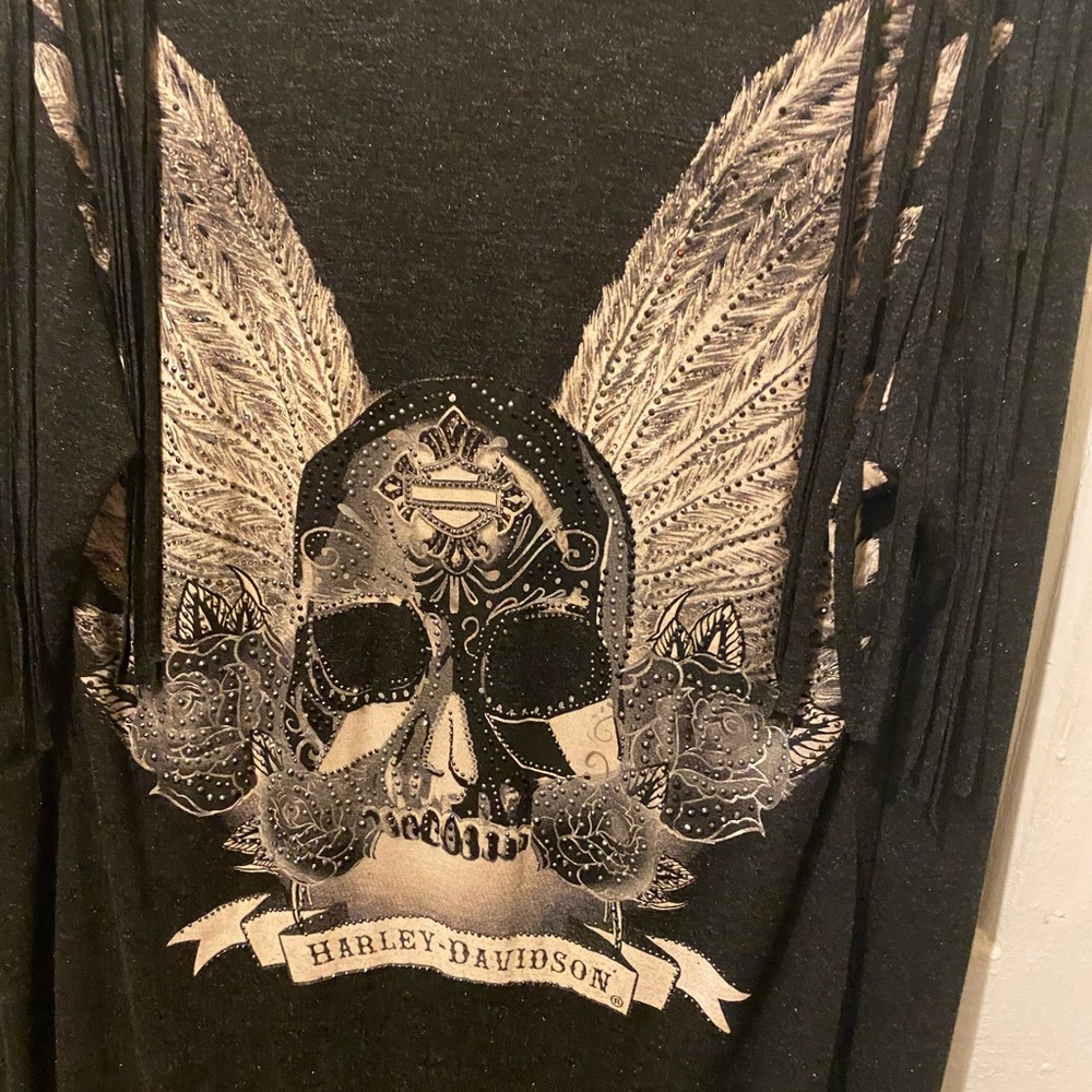 Harley-Davidson  Skull Wings Fringe Cardigan Top - Picture 10 of 13